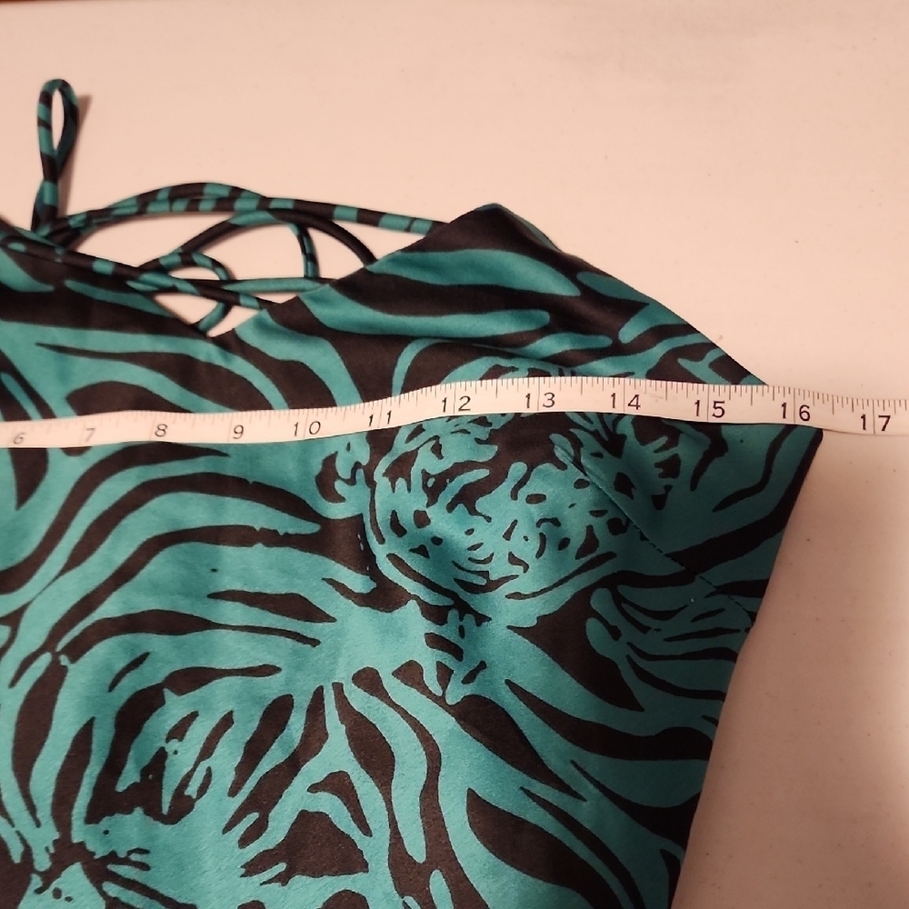 Lulu's Teal and Black Patterned Dress - Picture 6 of 7